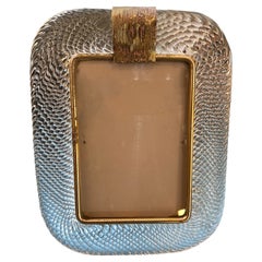 1980s Mid-Century Modern Brass and Murano Glass Picture Frame