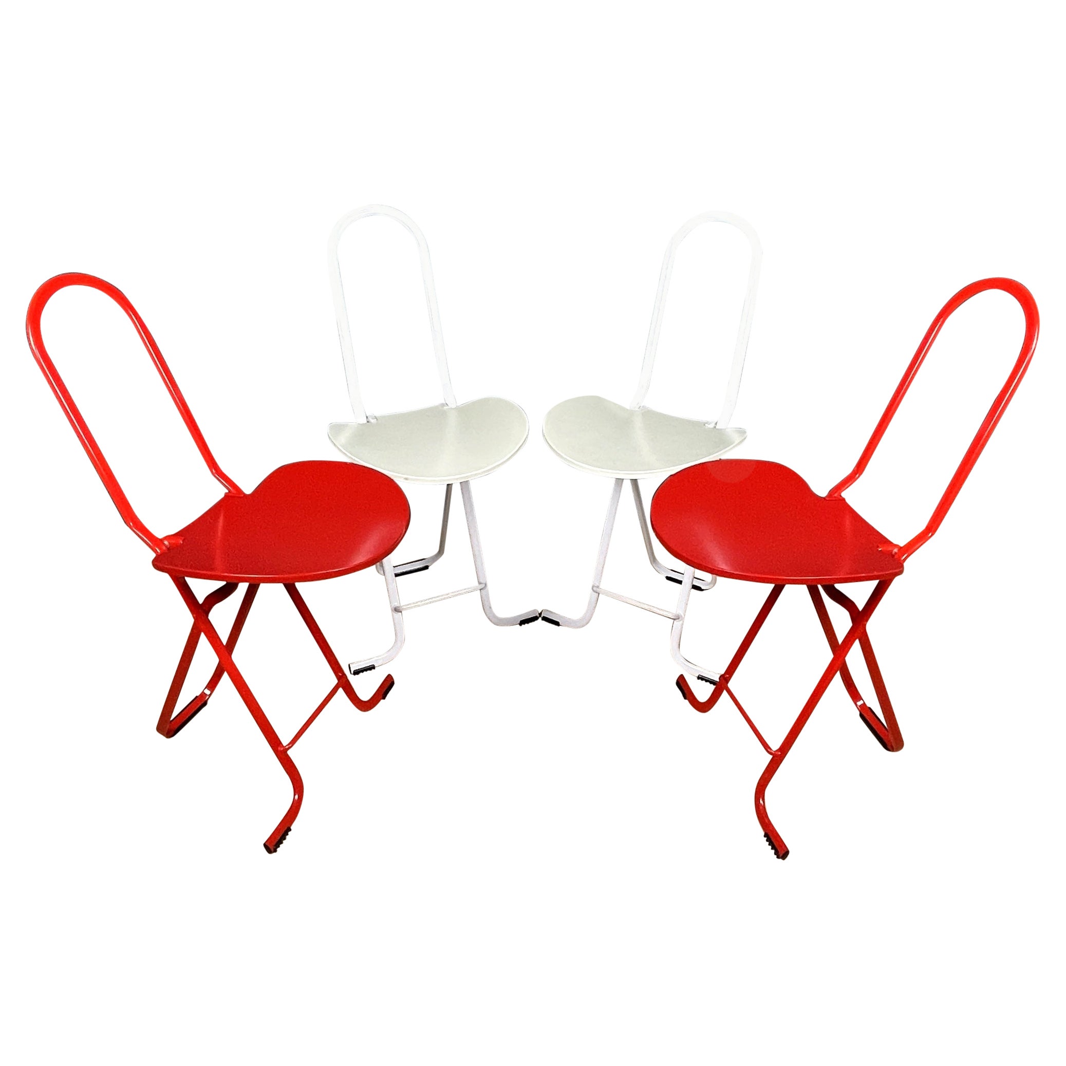 Set of 4 Folding Chairs Dafne by Gastone Rinaldi for Thema Italy 1980s For Sale
