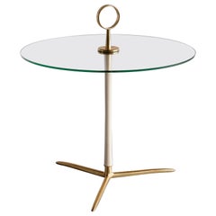 Cesare Lacca Three Legged Side Table in Brass and Glass, Italy, 1955