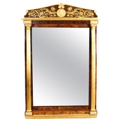 Antique French Burr Walnut Parcel Gilt Mirror 19th C