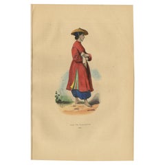 Impression de costume ancien d'une jeune femme de Cochinchina par Wahlen, 1843