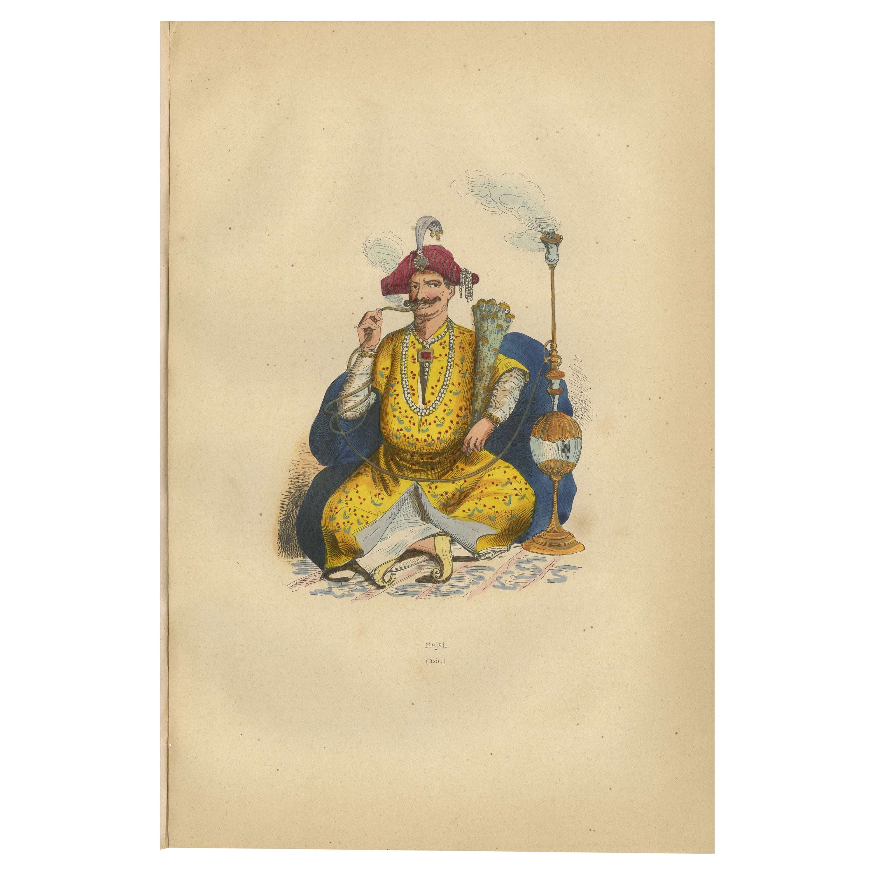 Antique Print of a Rajah by Wahlen '1843' For Sale