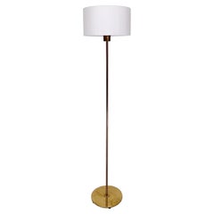 Bergboms Floor Lamp Brass & Silk Shade, Sweden, 1950s