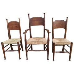 Liberty & Co, William Birch, Arts & Crafts Armchair & Two Differing Side Chairs