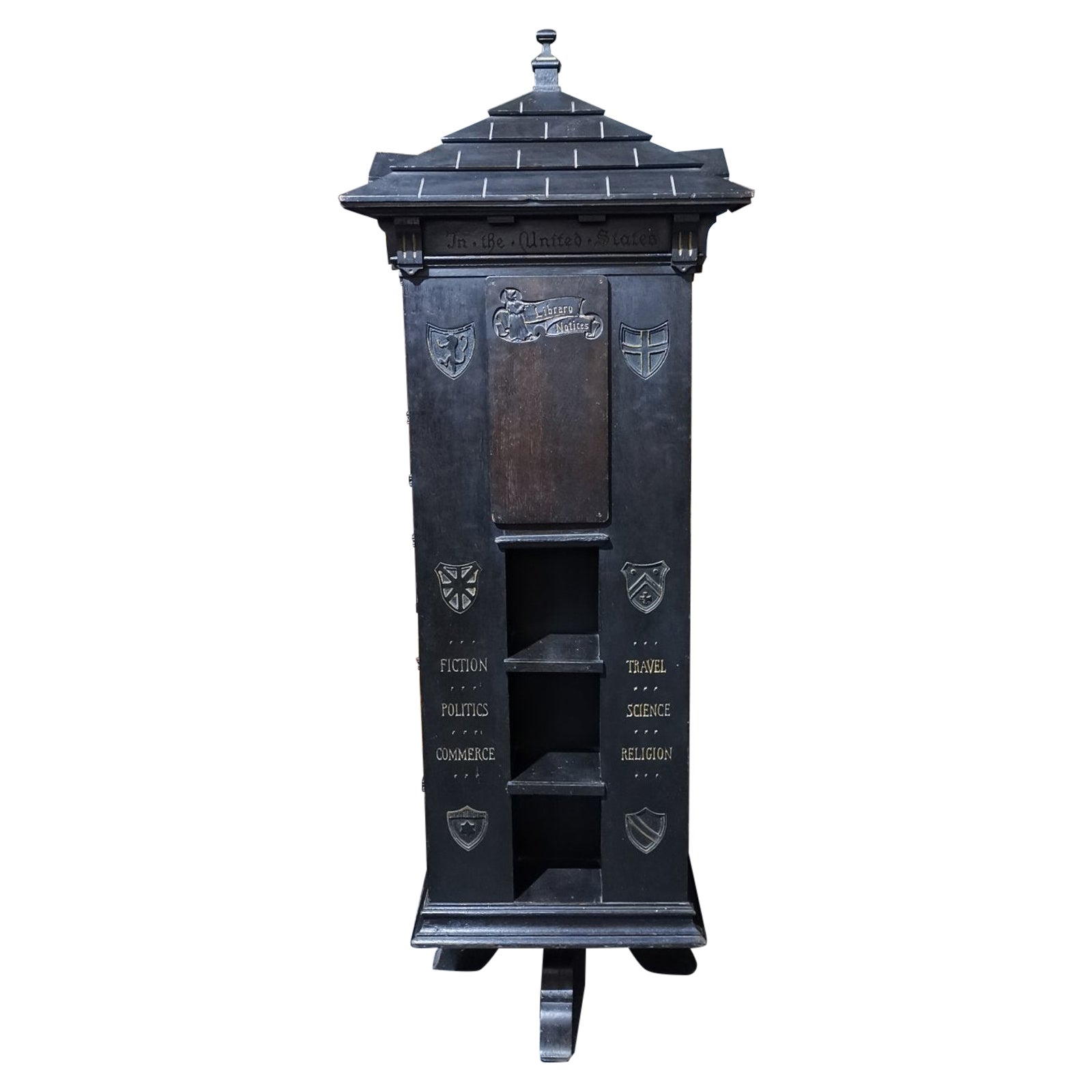 Seymour Easton. A Gothic Revival Ebonized Tabard Inn Library Revolving Bookcase. For Sale