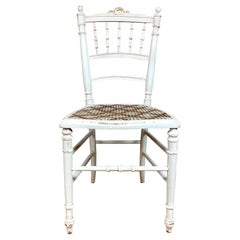 Louis XVI Style Chair in Light Grey Patina Wood