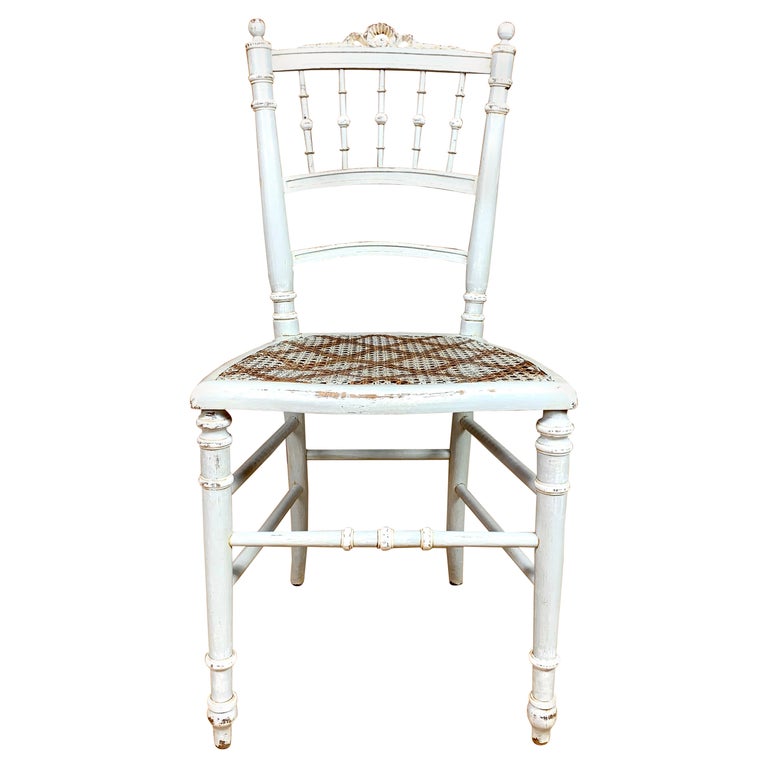 Louis XVI Style Chair in Light Grey Patina Wood For Sale at 1stDibs
