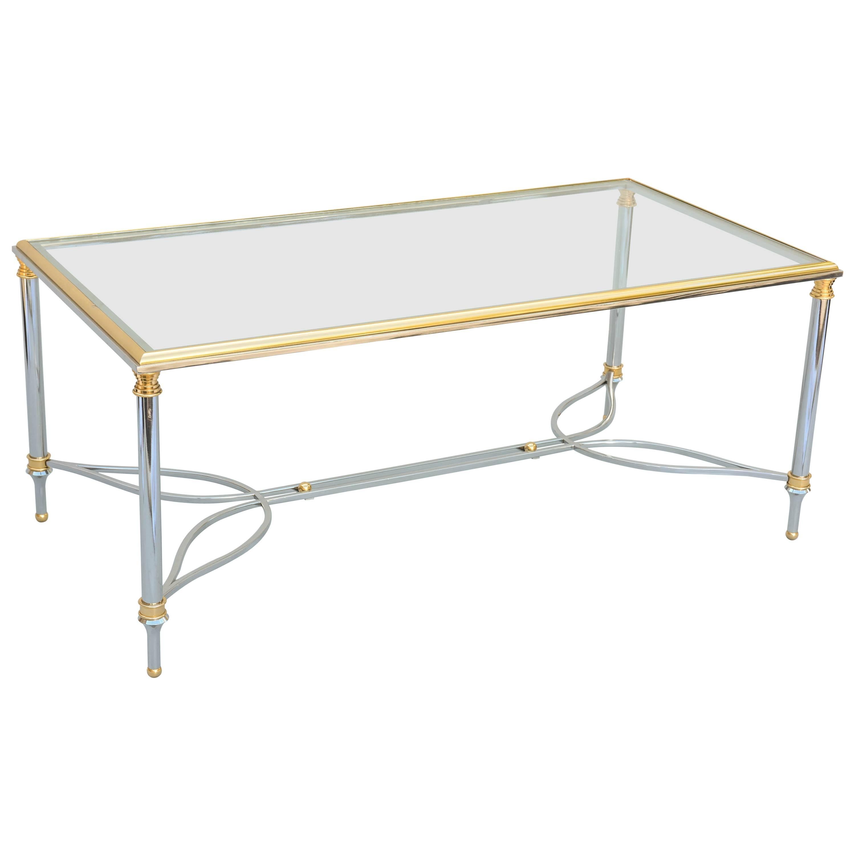 Unusual Chrome and Brass Cocktail Table