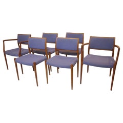 Teak Upholstered Dining Chairs by Niels Moller Denmark