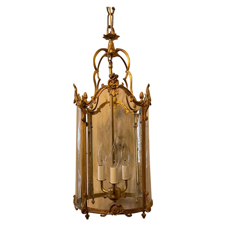 Wonderful French Dore Bronze Rococo Louis XV Petite Lantern Chandelier  Fixture For Sale at 1stDibs