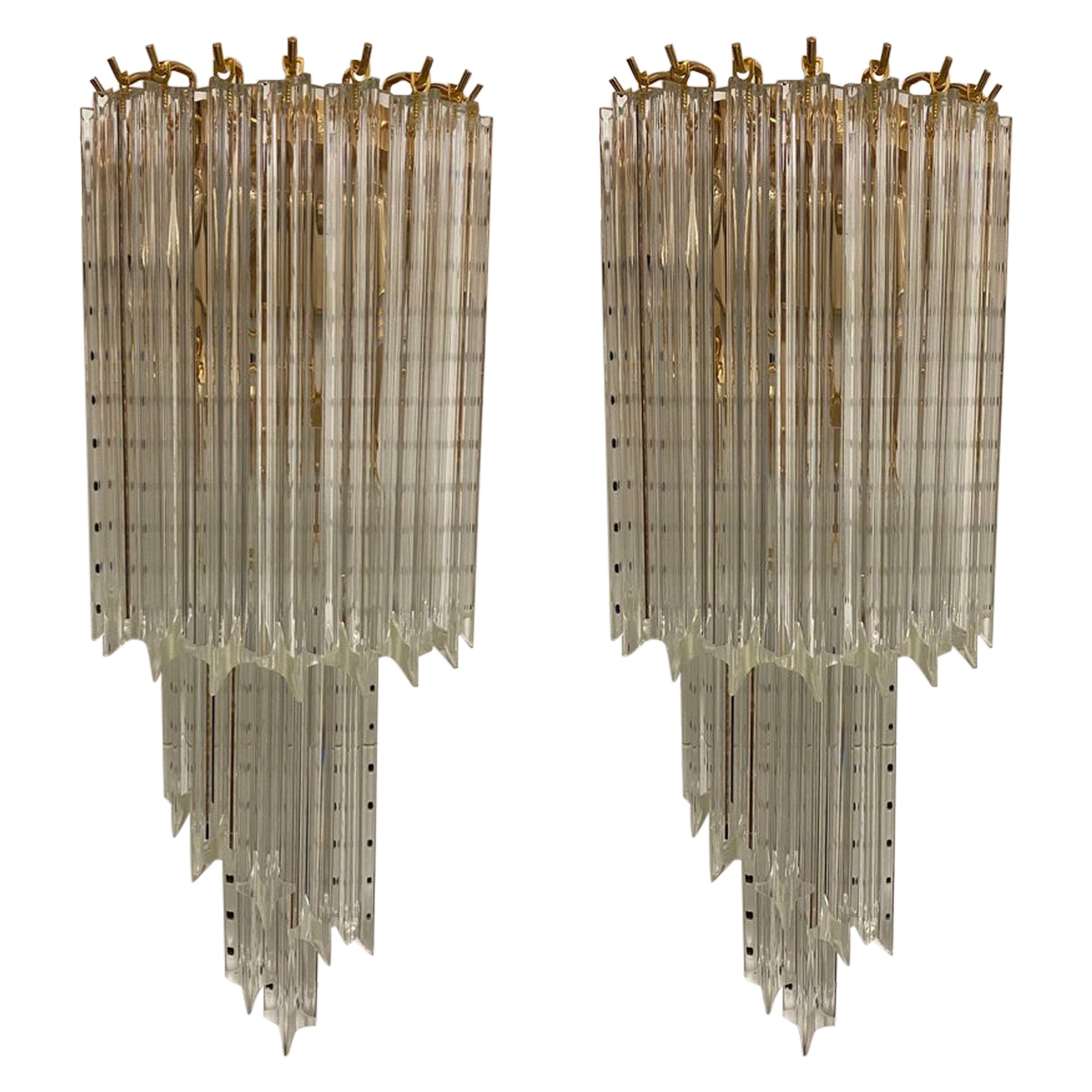 Pair of Mid Century Spiral Murano Glass Sconces For Sale