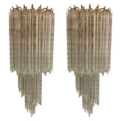 Pair of Mid Century Spiral Murano Glass Sconces