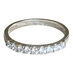 20th Century, French, White Gold Alliance Ring with Nine Diamonds 