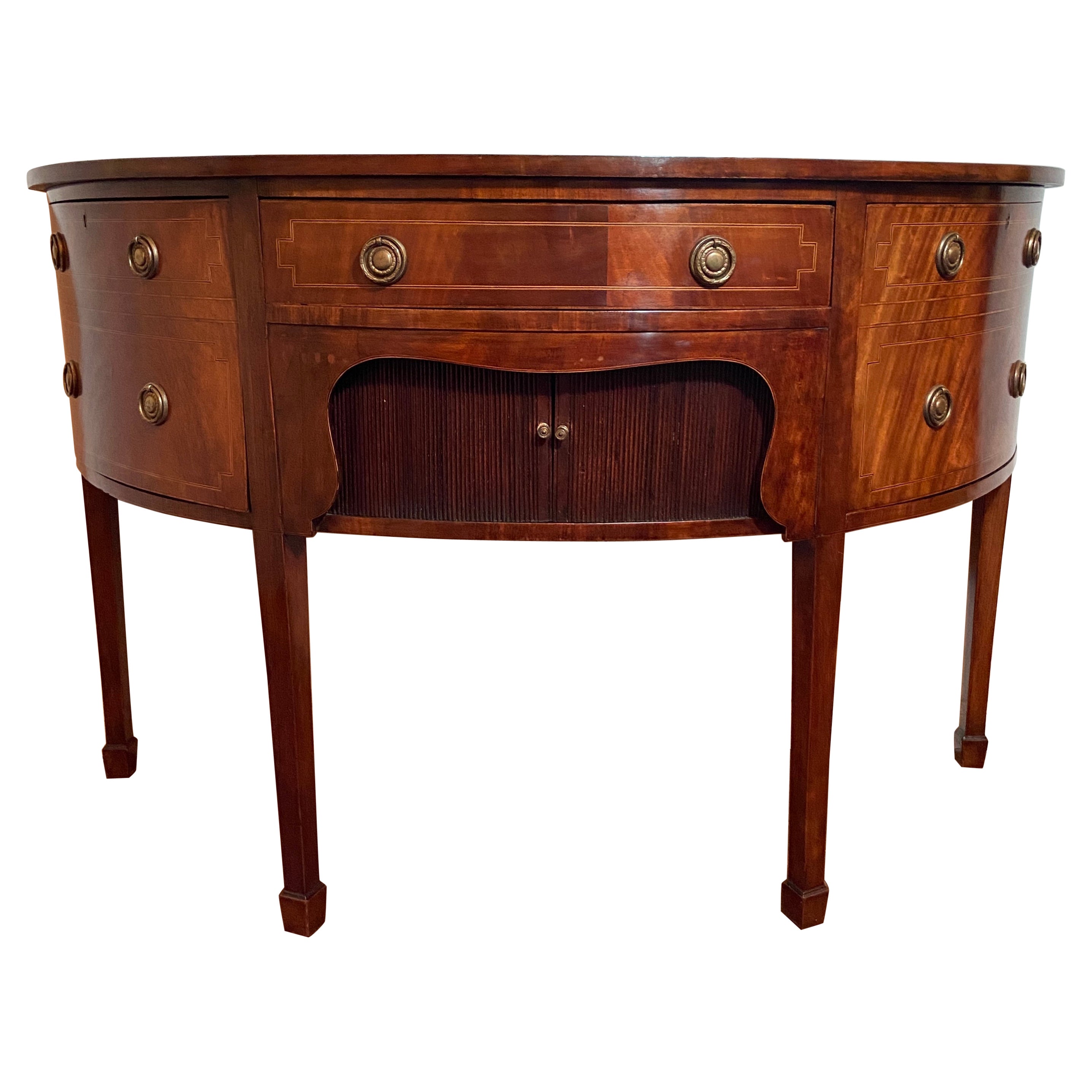 Antique 19th Century English Mahogany Demi-Lune Sideboard For Sale