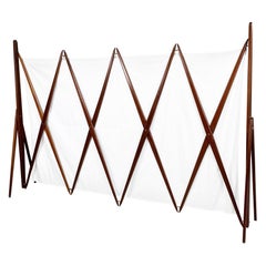 Vintage Italian Mid-Century Rectangular Divider in Wood, White Fabric and Metal, 1950s