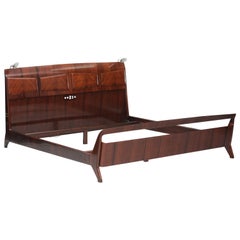 Mid-Century Italian Modern Rosewood Bed Frame