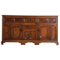 Scottish Paneled Oak 3 Drawer over 2 Door Server, Late 18th Century