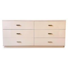Postmodern Peach Lacquer Laminate Dresser with Gold & Lucite Handles