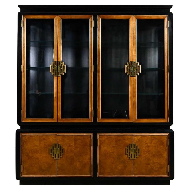 Century Chinoiserie Chin Hua Dbl Display China Cabinet Bookcase Raymond Sobota  For Sale