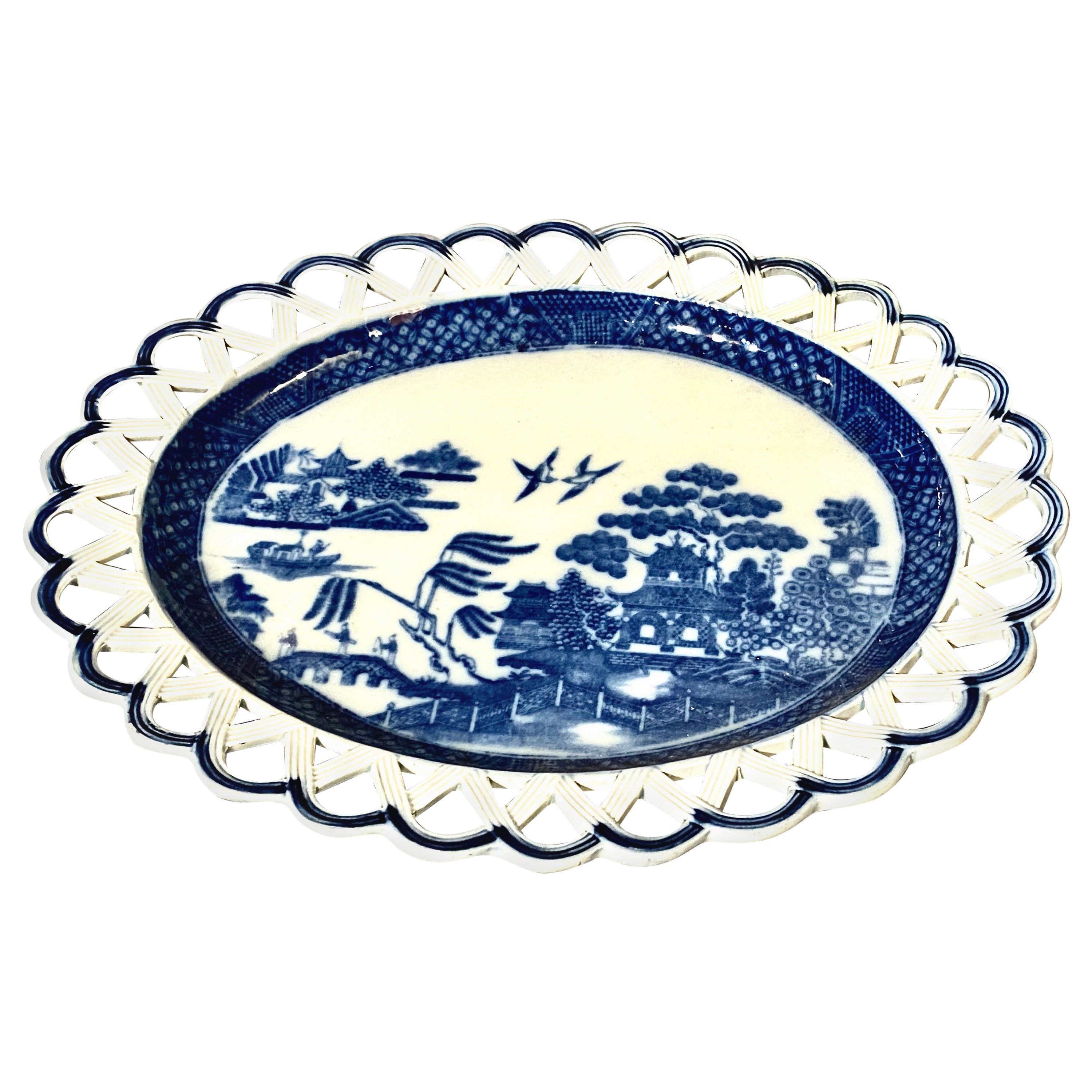 Large Blue and White Chinoiserie Platter For Sale at 1stDibs large