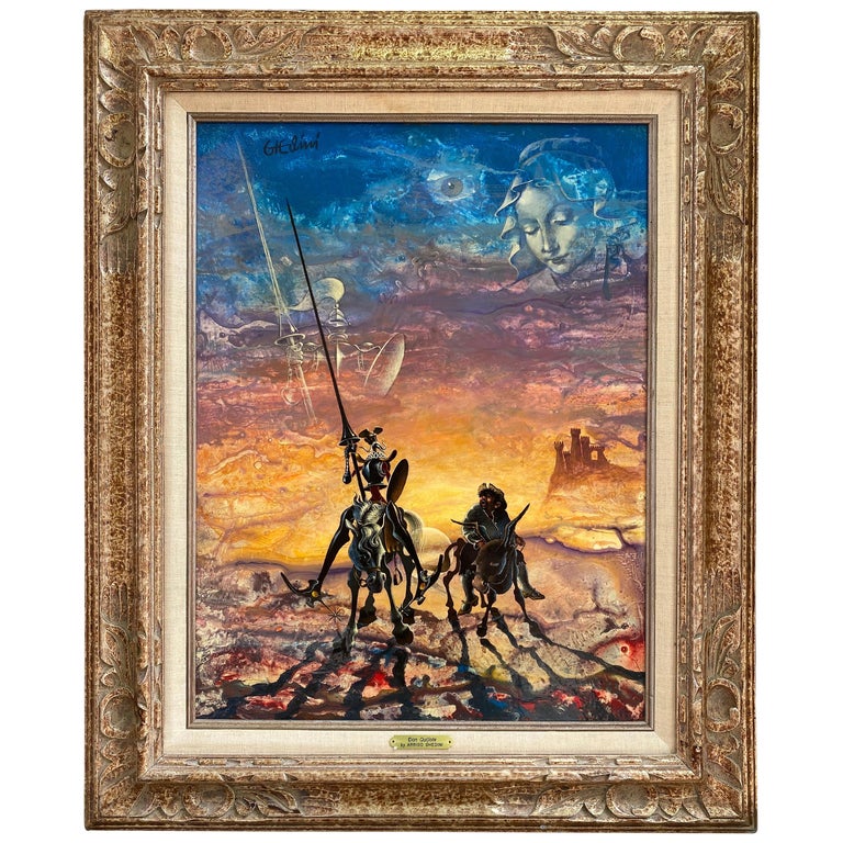 Don Quijote by Arrigo Ghedini Painting Oil on Board For Sale