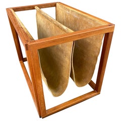 Danish Teak and Leather Magazine Rack