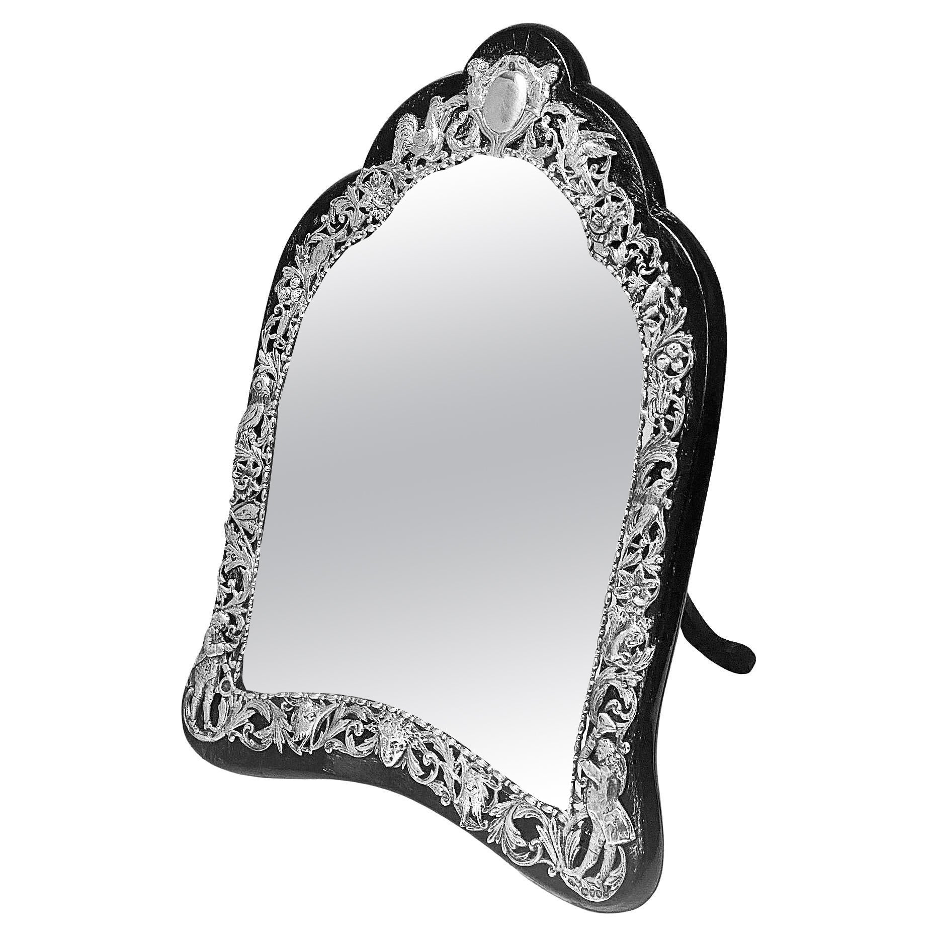 Antique English Silver Table Mirror London 1885 William Comyns For Sale