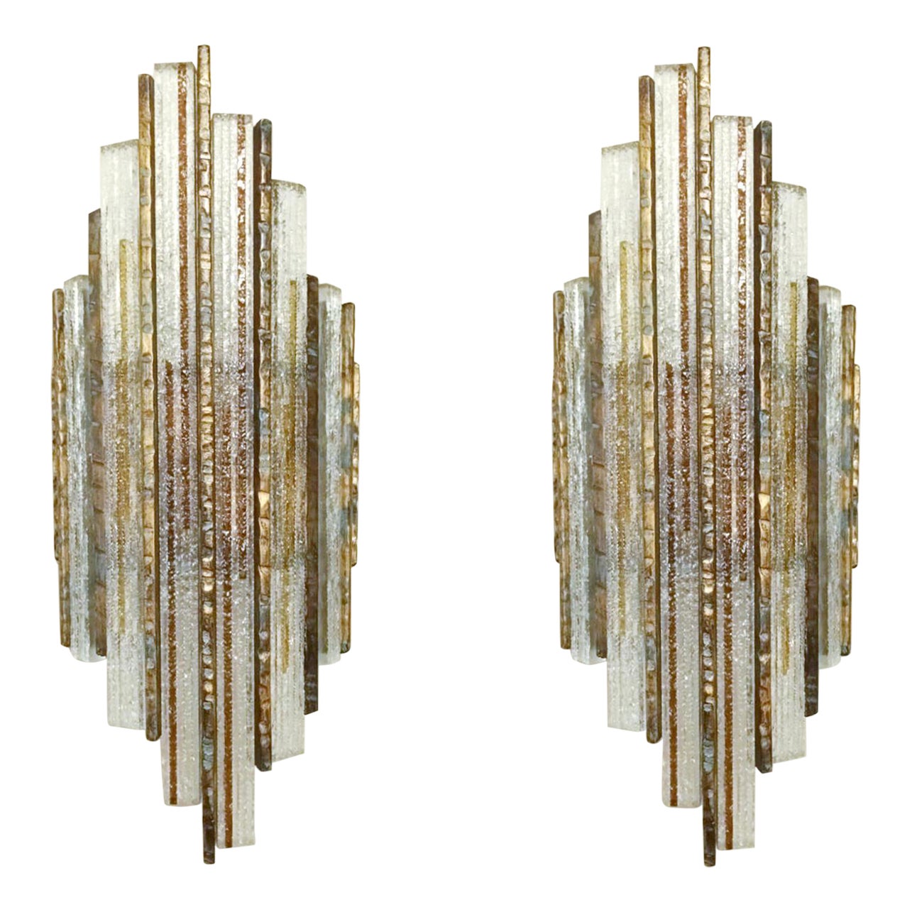 Pair of Brutalist Sconces by Marino Poccetti For Sale