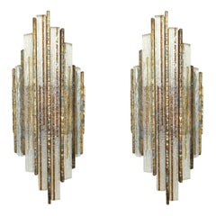 Vintage Pair of Brutalist Sconces by Marino Poccetti