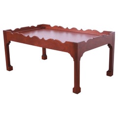 Baker Furniture Chinese Chippendale Carved Mahogany Coffee Table, Refinished