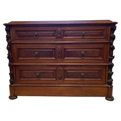 Antique Black Forest Mahogany and Rootwood Commode