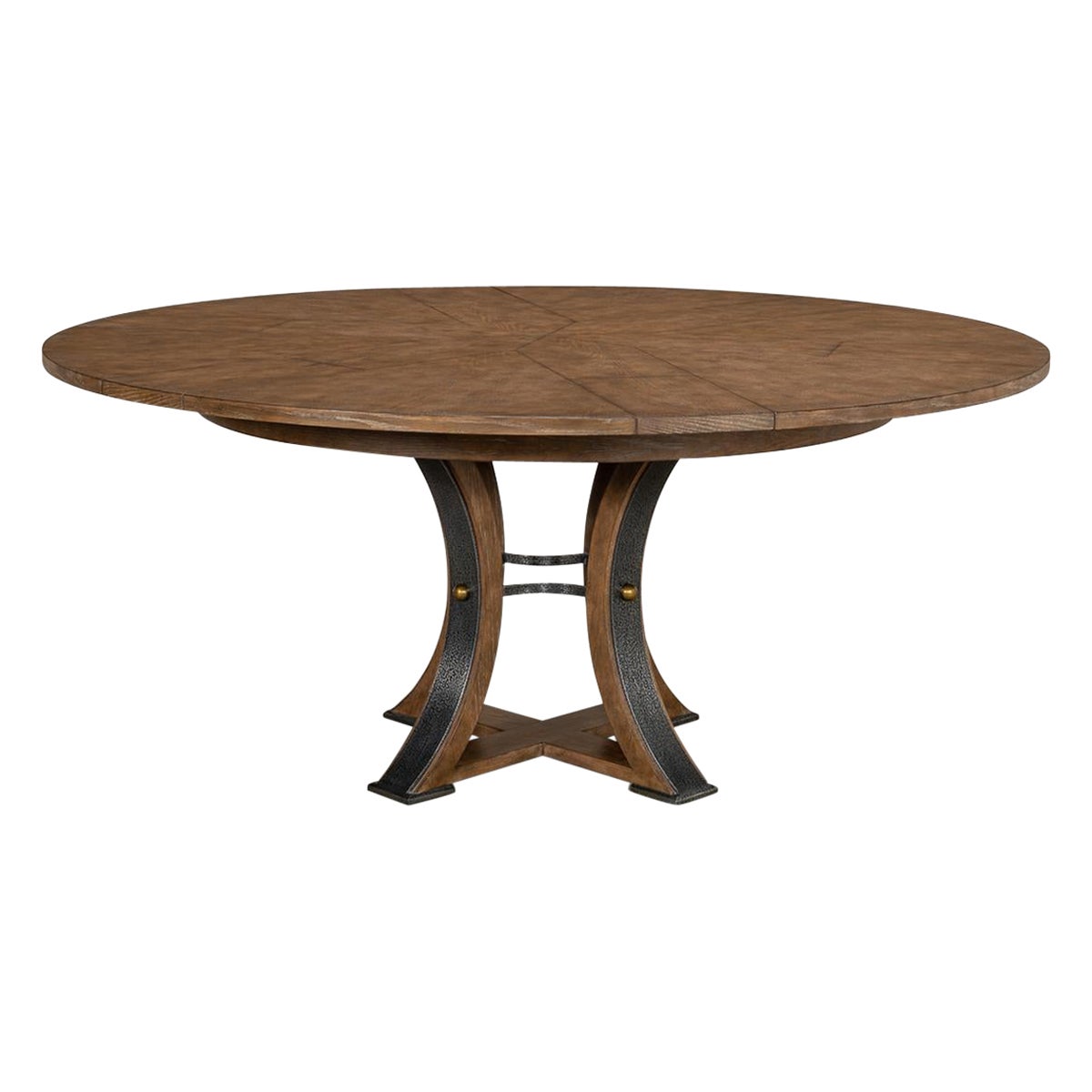 Modern Industrial Round Dining Table - 70 - Light Mink For Sale