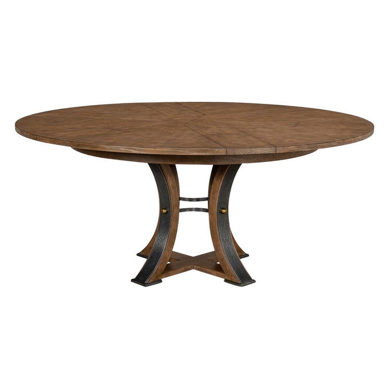 Modern Industrial Round Dining Table 70 Light Mink For Sale at 1stDibs