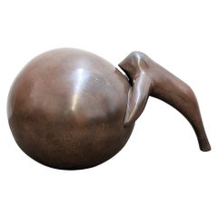 Vintage Joel Fisher, Baby Seal with Ball, Bronze Sculpture