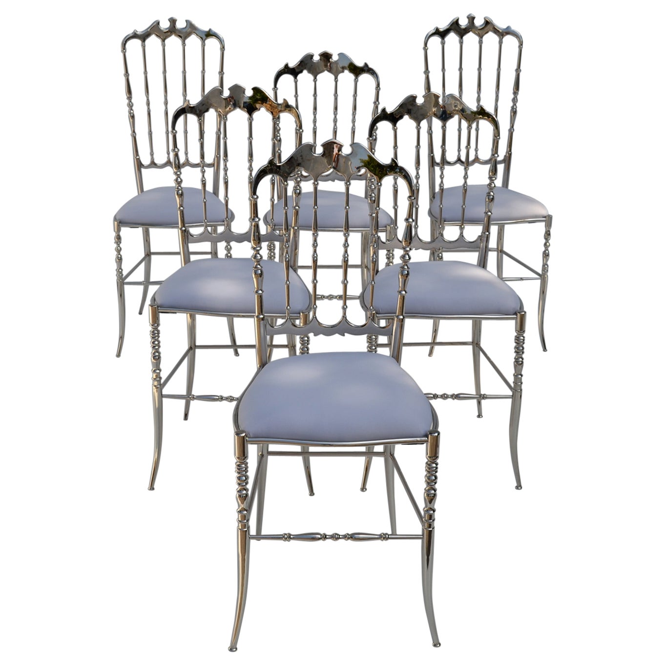 Maison Baccarat Crystal Room Restaurant Style Set of 6 Nickel Plated Chair