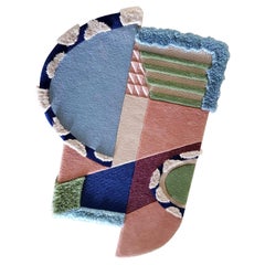 Irregular Shape Viscose Wool Rug Pink Blush, Blue, Green 'IRO-IRO' by RAG Home