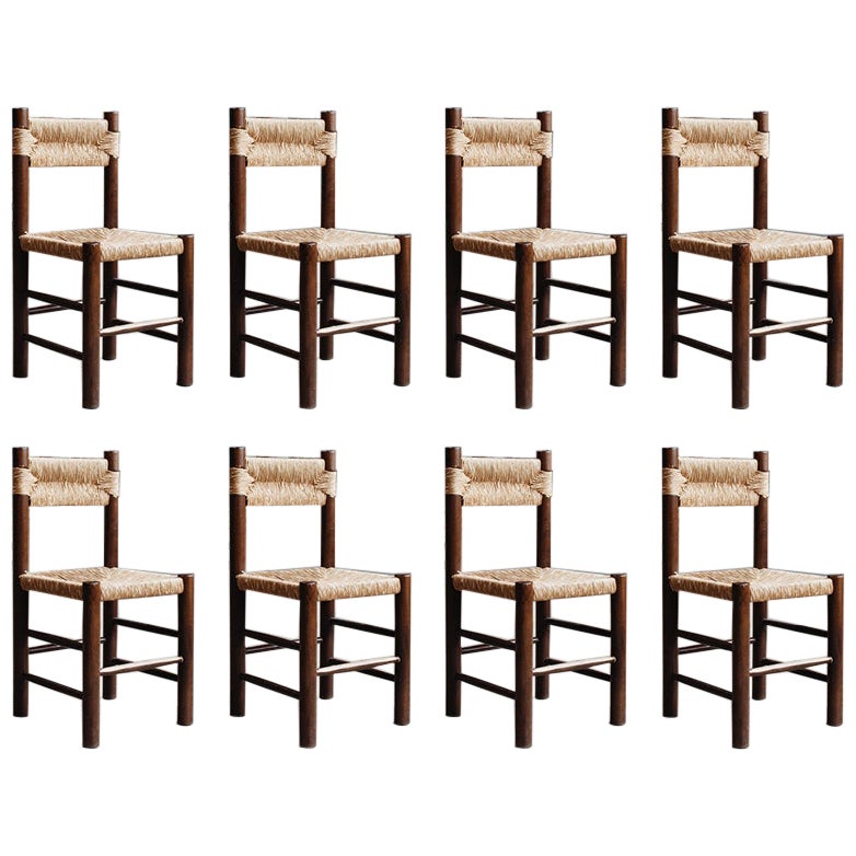 Charlotte Perriand Dining Chairs for Robert Sentou, 1964, Set of 8