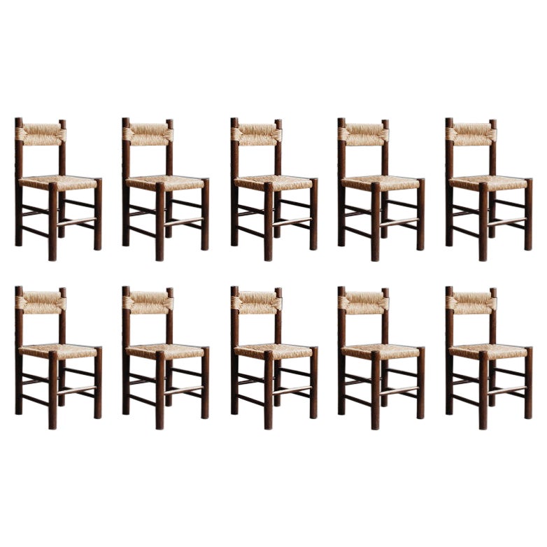 Charlotte Perriand Dining Chairs for Robert Sentou, 1964, Set of 10
