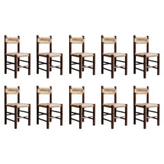 Vintage Charlotte Perriand Dining Chairs for Robert Sentou, 1964, Set of 10