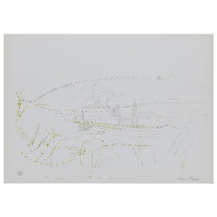 Delicato disegno a colori puntinista firmato di Dora Maar, circa 1960