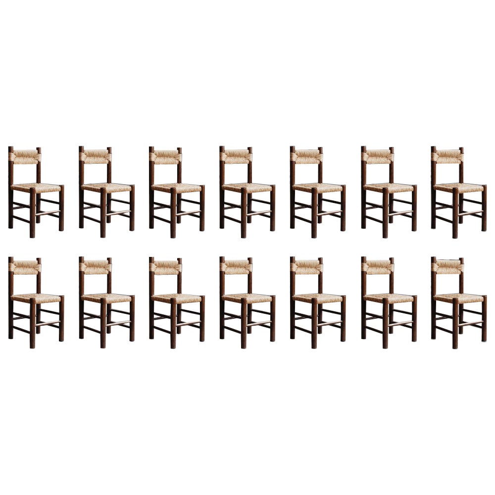 Charlotte Perriand Dining Chairs for Robert Sentou, 1964, Set of 14 For Sale