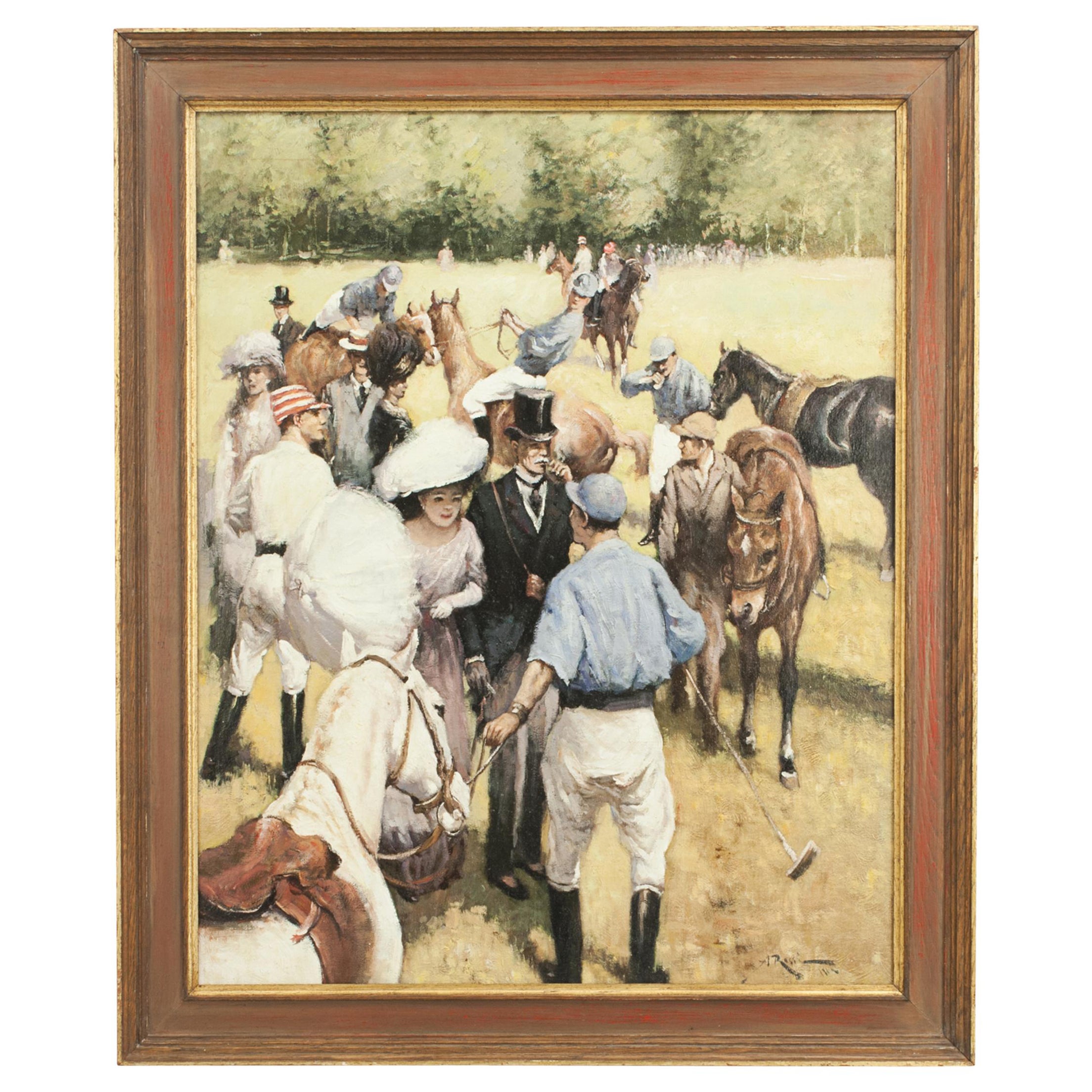 Polo Painting by Rossi, at the Polo Match For Sale