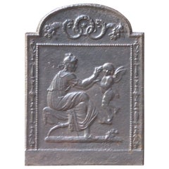 Antiker französischer Kaminschirm „Frau mit Amor“ aus dem 18. bis 19. Jahrhundert