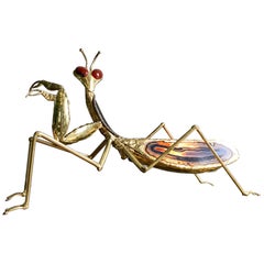 Henri Fernandez Signed Illuminated Sculpture of a Praying Mantis