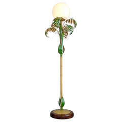 1950’s Italian Faux Bamboo and Globe Floor Lamp