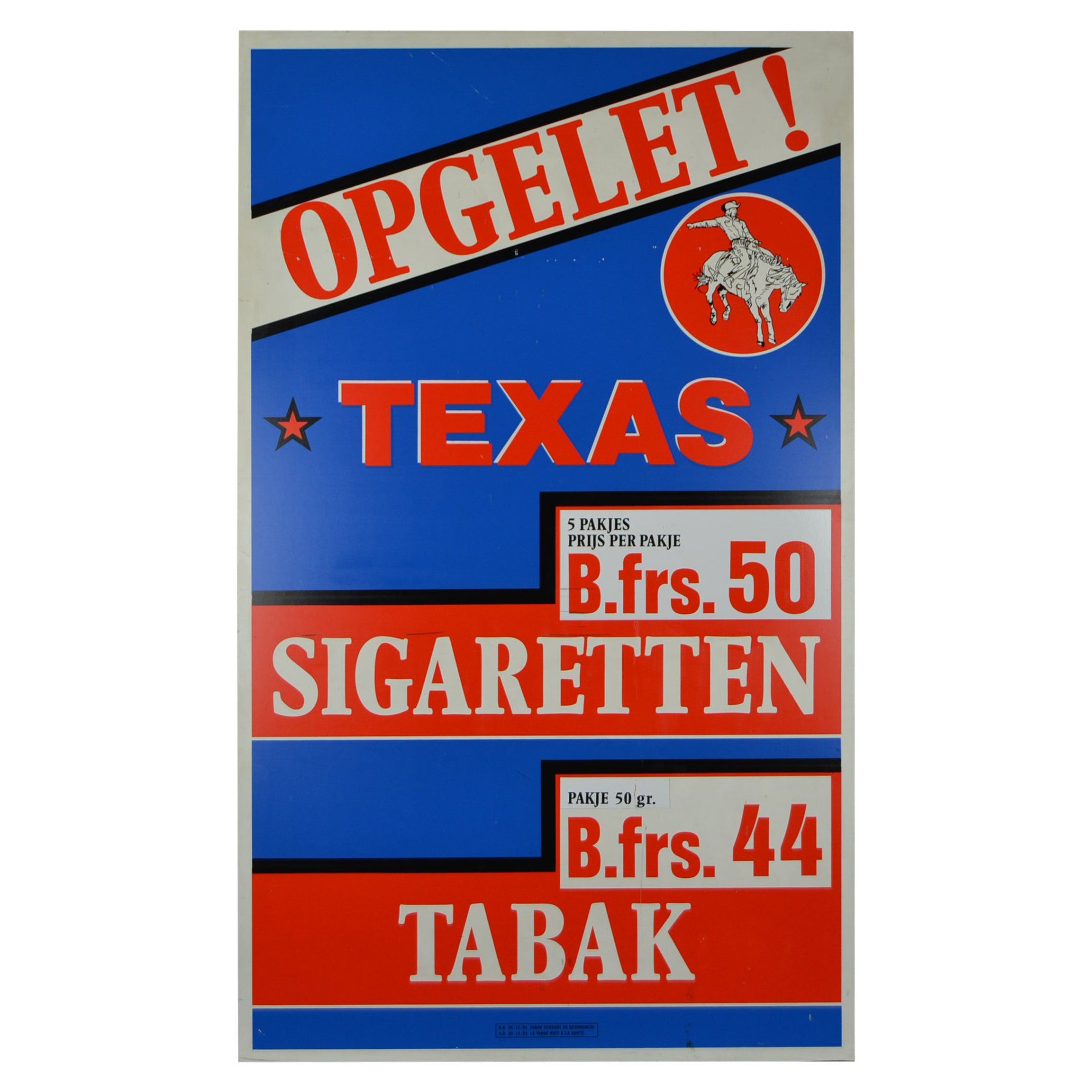 Double Sided Texas Cigarettes Sign, 1980s