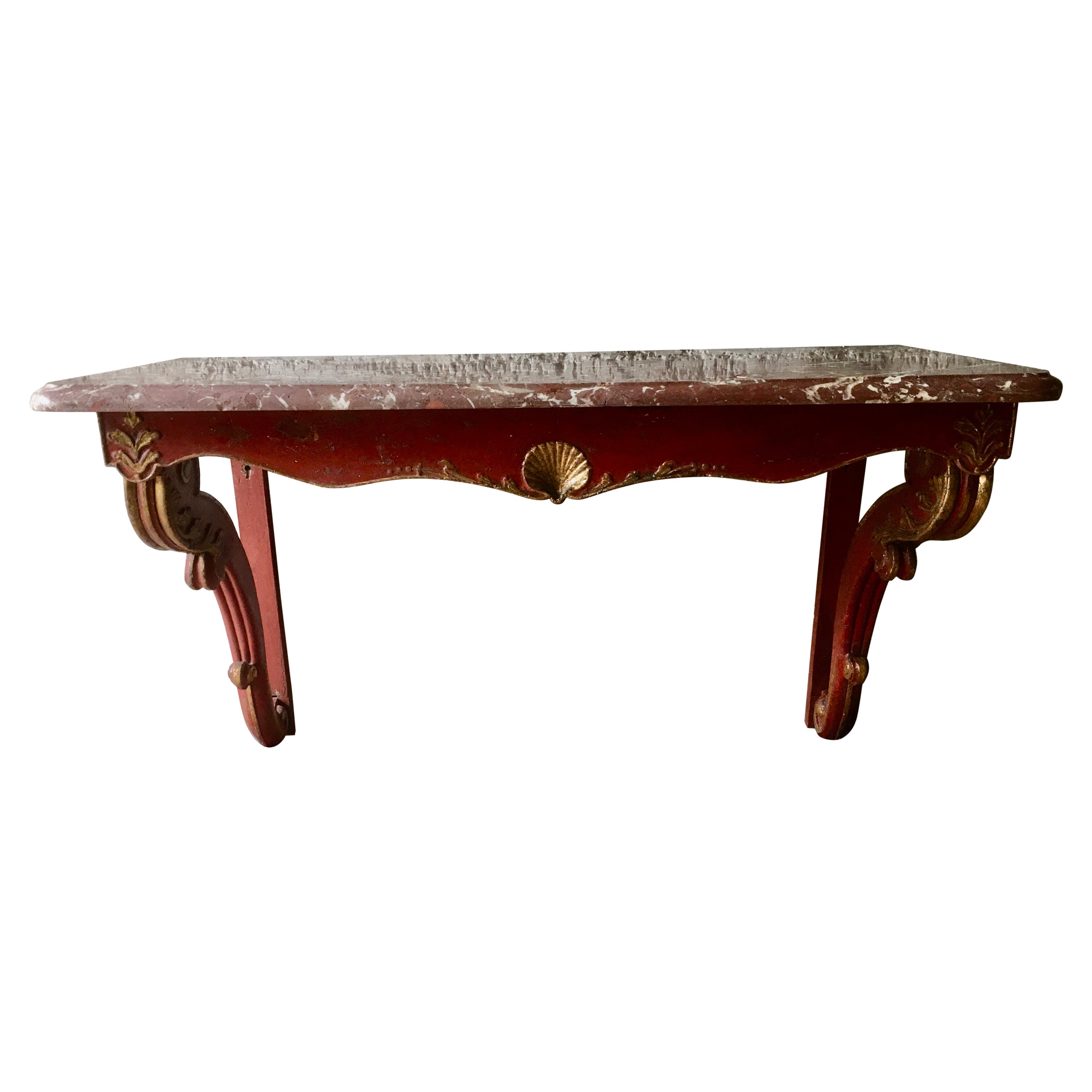 French 19th, Red and Gold Lacquered Console, Provence For Sale