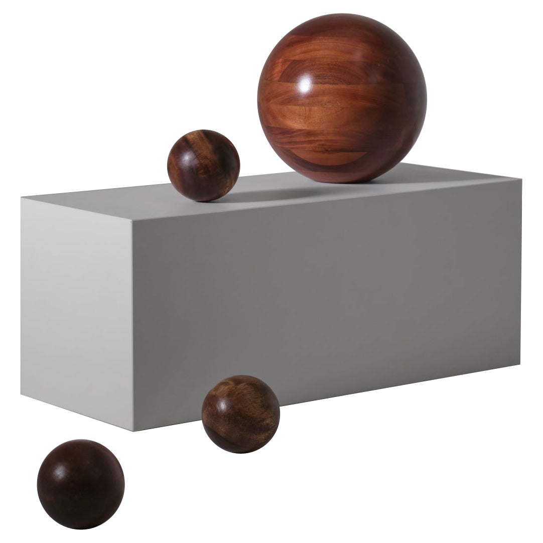 Set of Four Solid Wooden Balls, 1970s For Sale