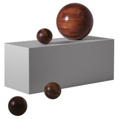 Set of Four Solid Wooden Balls, 1970s
