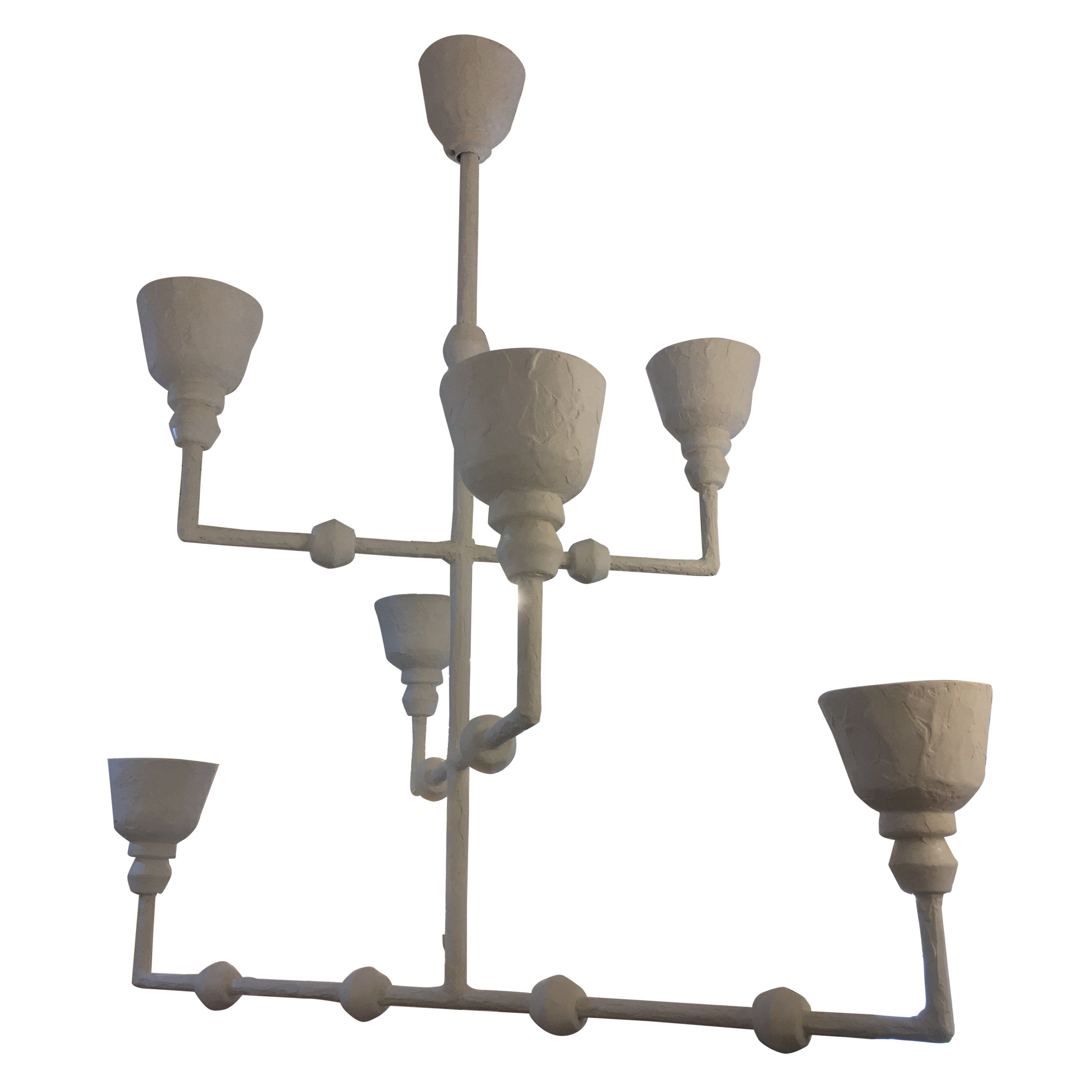 Giacometti Style Plaster Light Fixture, 6 Lights, France